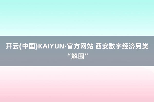 开云(中国)KAIYUN·官方网站 西安数字经济另类“解围”